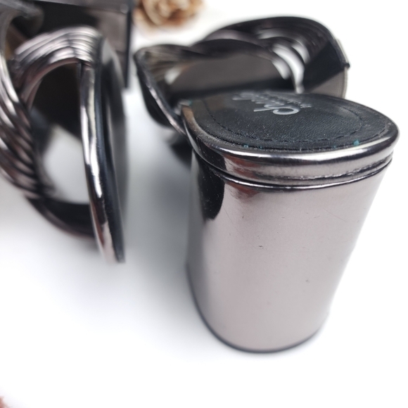 Charles by Charles David Silver Block Heel Mules Sz 8m - Picture 4 of 9